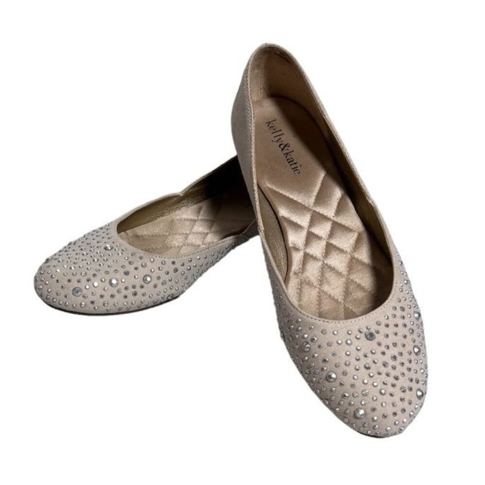 Kelly & Katie Florence Sparkle Toe Ballet Flats in Taupe - Size 8